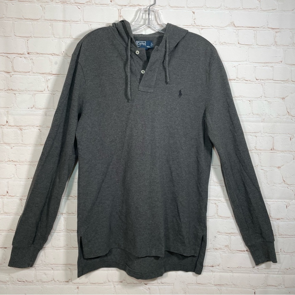 Vintage Polo Ralph Lauren Mens Hooded Shirt Size Small Pony Logo Long Sleeve